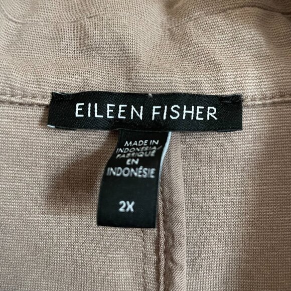 Eileen Fisher | Neutral Brown Organic Cotton Ponte Blazer Front Pockets 2X - Picture 5 of 7